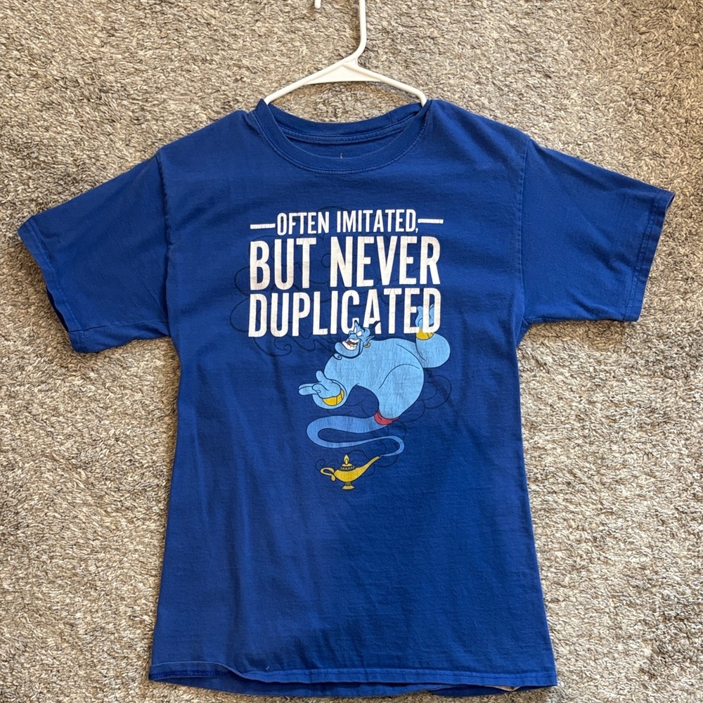 Blue Graphic Tee with Genie Design